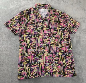 ZARA Men's Button Up Hawaiian Shirt - Colorful Abstract 80s 90s Style XL (SLIM) - Picture 1 of 13
