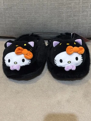 NUEVO, Zapatillas de Peluche Hello Kitty SUAVES Halloween, Mujer Talla 5/6, BLACK CAT Foto 1 de 4