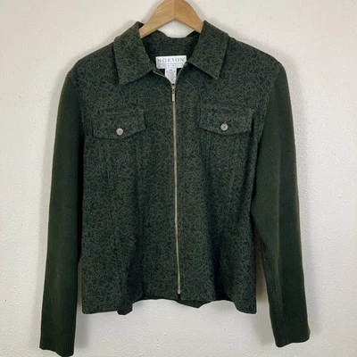 Norton Studio Floral Contrast Sleeve Zip Jacket Size 14 Whimsigoth Naturecore - Image 1 of 4