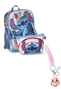 Disney Stitch 17" Laptop Rucksack gepolsterte Riemen Taschen Reißverschluss und Schlüsselanhänger - Bild 1 von 6