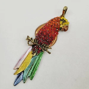 Colgante Loro Estrás Multicolor Pájaro Animal Grande Tono Bronce - Imagen 1 de 9