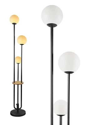 Lámpara de Pie LED Globo Regulable Lámparas de Pie con Estante Mediados de Siglo Moderno Negro... Foto 1 de 4