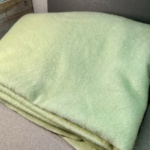 Vtg Chatham Wool Blanket Green w/ Worn Green Satin Trim Binding 68x88 - Picture 1 of 4