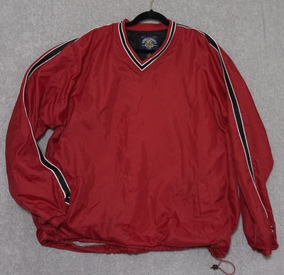 Steve & Barry’s Shirt Jacket Lined Pullover Nylon V Neck Red Black White Size XL — 第 1/4 张图片