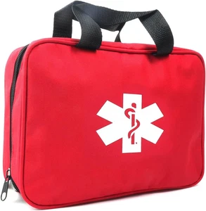 Red First Aid Bag Empty Travel Pouch First Responder Storage Medicine Emergency - Picture 1 of 12