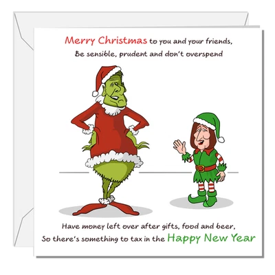 SWIZZOO Funny Keir Starmer Christmas Card Grinch Labour MP Tax Cheeky Rude Cartoon