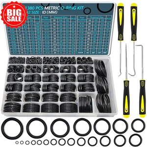 KKit 1380 O-Rings Goma Métrico Sello para Taller Mecánico Plomería Juntas Torica - Picture 1 of 8