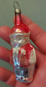 Mundgeblasenes Tschechisches Merkur Glas MARKIERT Slowakei Weihnachtsmann oder Mann rosa Mütze Weste RAR - Bild 1 von 9