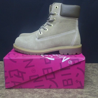 Cape Robbin Alecia 灰褐色皮革防滑踝靴女式系带 6.5 — 第 1/4 张图片