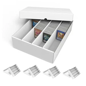 4 Row Trading Card Storage Box, 5 Pack 3200 Count White Cardboard Storage Box  - Picture 1 of 7