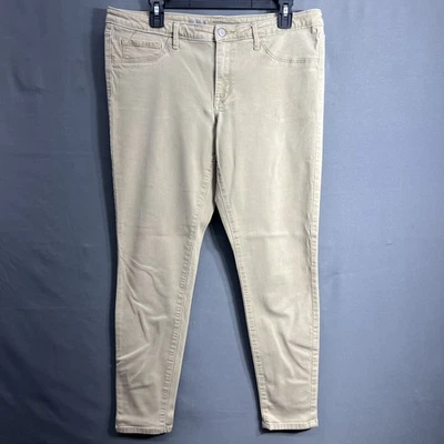 Mossimo 牛仔裤女式 14 32R 米色卡其色中腰超弹力裤牛仔裤 — 第 1/4 张图片