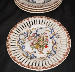 Service 4 Teller 18 cm mit durchbrochenem Rand. China Porzellan Wong Lee 1895 - Bild 1 von 6