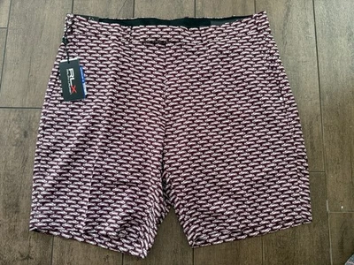 Shorts de golfe Ralph Lauren RLX borgonha vintage estampa de carro ajuste sob medida masculino tamanho 38 - Imagem 1 de 4