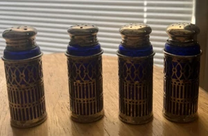 FB Rogers Cobolt Blue Salt Pepper Shakers - Picture 1 of 5