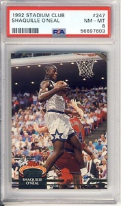 1992 STADIUM CLUB # 247 SHAQUILLE O`NEAL,MAGIC,(R),HOF-PSA 8 +++++VIVID BEAUTY ! - Picture 1 of 1
