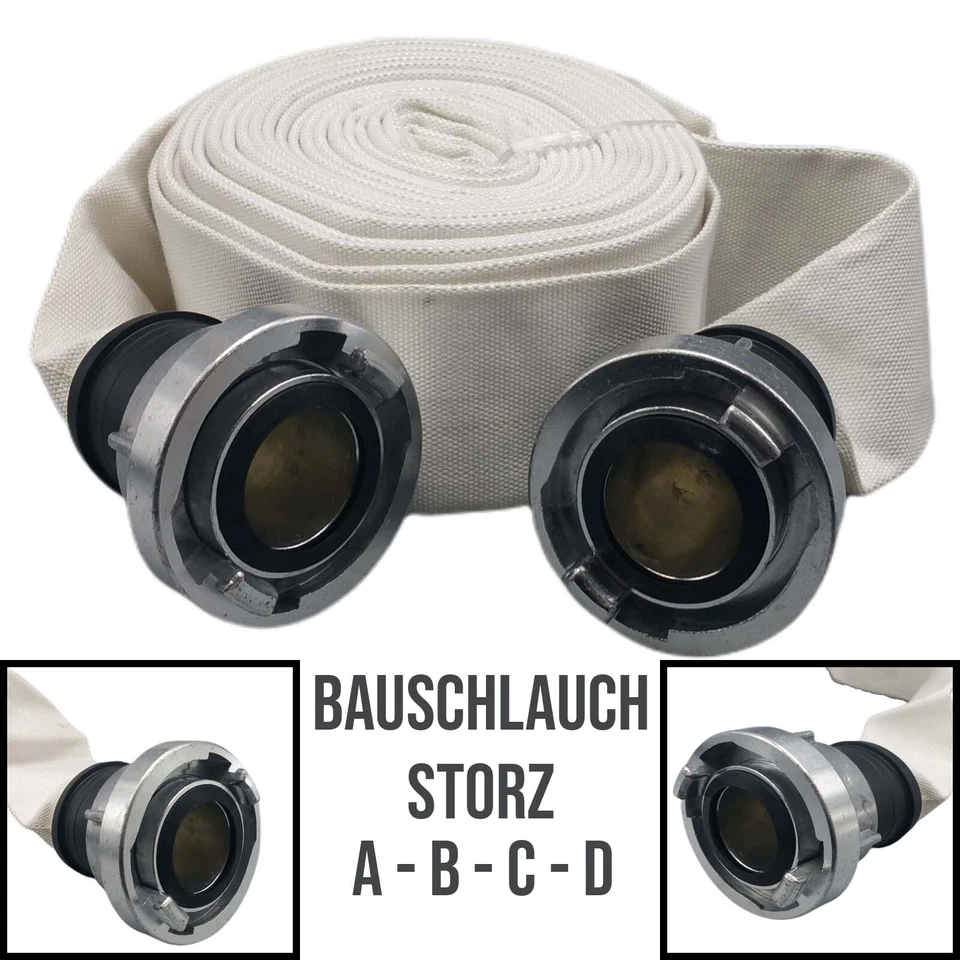 Bau Flach Industrie Feuerwehr Pumpen Schlauch STORZ A B C D 1 2 3 4 Zoll 10-30 m - Bild 1 von 4