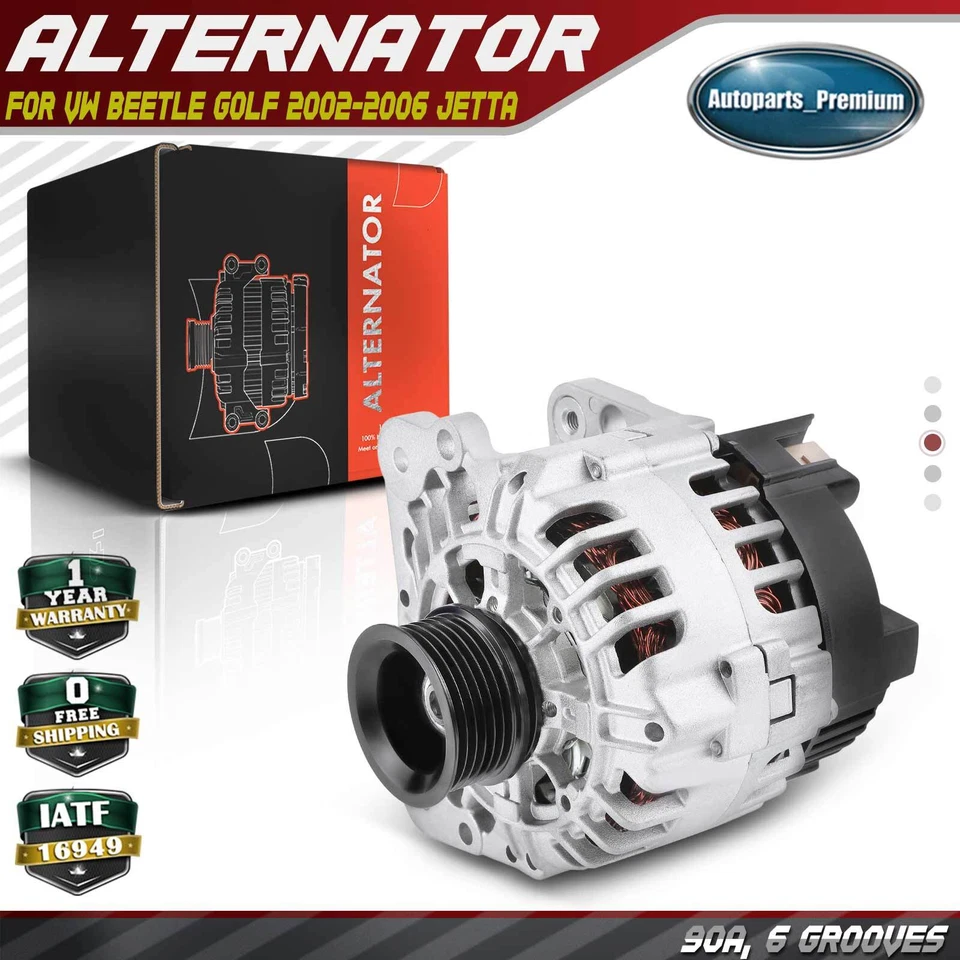 Alternador para Volkswagen Beetle Golf 2002-2006 Jetta 90A 12V CW polea de 6 ranuras Foto 1 de 4