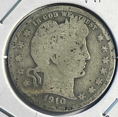 1910-P Barber Quarter - 90% Silver - Free Delivery - P16-22 Cover