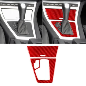 2×Red Carbon Fiber Central Control Gear Shift Panel Cover For BMW X3 E83 2004-10 - Foto 1 di 14