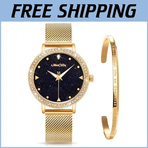 Versátil Juego de Reloj para Mujer: Elegante Diseño de Oro Rosa con Pulsera Grabada - Imagen 1 de 8