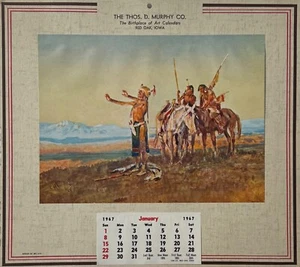 Invocación al Sol, Vintage 1967 Charles M Russell Impresión Calendario Muestra - Imagen 1 de 4