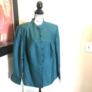 Adrianna Papell Damen Jacke Größe 16 W türkisgrün Perlen formell neu mit Etikett Seide Wolle - Bild 1 von 12
