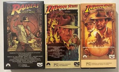 Indiana Jones Set Of 3 VHS Tapes Harrison Ford 1981-1989 PG - image 1 of 4