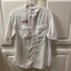 Columbia Men's White PFG Short-Sleeve Button-Up Shirt Size MEDIUM M - Picture 1 of 5