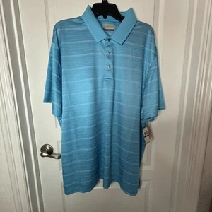 PGA Tour Men's Blue Stripe Short Sleeve Golf Polo Shirt, Size XXL NWT - Picture 1 of 5