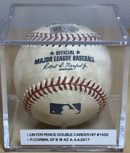HUNTER PENCE * DOUBLE CAREER HIT # 1522 * GAME-USED MLB BASEBALL GIANTS 4/4/2017 - Picture 1 of 7