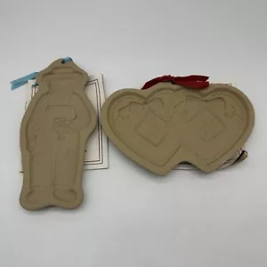 Brown Bag Cookie Molds Scarecrow & Hearts 1988 American Folk Art Vintage - Picture 1 of 11