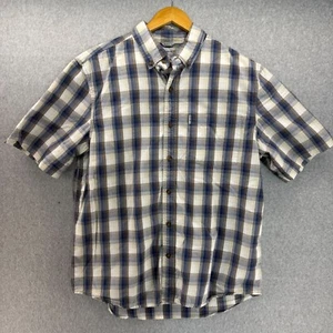 Carhartt Herren Größe Large Relaxed Fit Hemd Knopfleiste Kurzarm Weiß Blau - Bild 1 von 13
