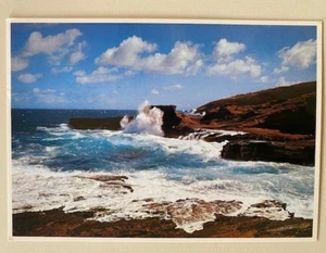 1976 Impact Photo Print Surf Break Blow Hole Hawaii Postcard John Wagner 1970s - Picture 1 of 2