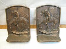 End of the Trail Iron Copper Finish Bookends Western Horse Native American
