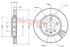 2 Stück Metzger Bremsscheibe Scheibenbremse 6110190 für AUDI und VW - Bild 1 von 1