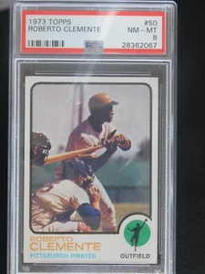 Tarjeta de béisbol 1973 Topps #50 Roberto Clemente (como nueva) PSA 8 - Imagen 1 de 2