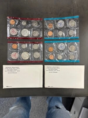 Pair 1968 & 1969 U.S. Mint Sets in OGP -- 20 TOTAL COINS WITH SILVER! - Image 1 of 2