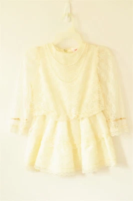 Vintage Sharlyn Girls Dress Party Communion Wedding Sz 5 Candlelight White Lace  - Image 1 of 4