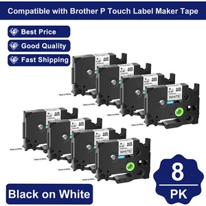 8PK Compatible with Brother TZ-221 TZe-221 Black on White Tape P-Touch PT-D200 - Imagen 1 de 15