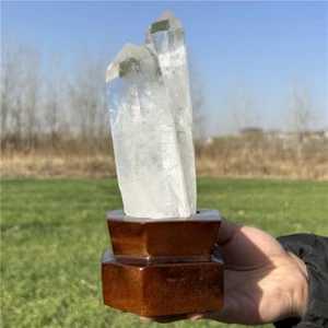 1.87LB Natural Clear quartz Obelisk Reiki Crystal Wand Point Tower + free Stand - Picture 1 of 12