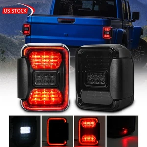 New Pair Smoked LED Tail Lights Brake Running Lights For Jeep Gladiator JT 2020+ - Picture 1 of 13