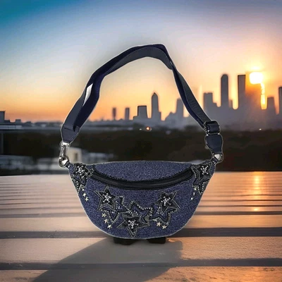 NWOT - Mary Frances STAR STUDDED Beaded Belt Sling Fanny Bag Pack - Image 1 of 3