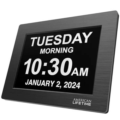  Reloj de pared digital grande para personas mayores, 8 pulgadas de alto 8 pulgadas negro pulido Foto 1 de 4