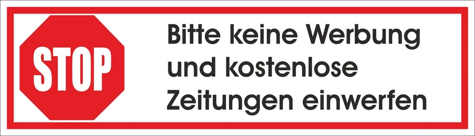 INDIGOS UG 1 Aufkleber STOP Bitte keine Werbung und kostenlose Zeitungen einwerfen 2x7cmA10