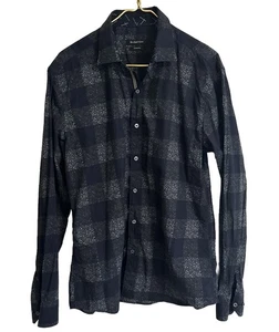 Bugatchi Shaped Fit Button Up Hemd Herren Large blau geblümt kariert Langarm - Bild 1 von 9