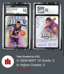 Topps Finest Tracy McGrady #294 1997-98 refractor/1090 novato CGC 10 GEMA COMO NUEVO - Imagen 1 de 3