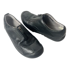 Clarks Springers donna taglia 8 M comodo casual pelle nera zip Oxford piatto - Foto 1 di 10