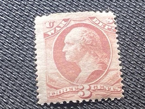 Sello antiguo de Estados Unidos Scott #O85 Goerge Washington DEPTO DE GUERRA SELLO OFICIAL MH - Imagen 1 de 2