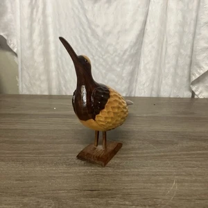 VTG Hand Carved Solid Wood Shore Bird Figurine – Jamaica Folk Art on Stand - Picture 1 of 9