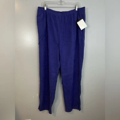 全新带标签 Bob Mackie 紫色 Moleskin/Faux 麂皮绒拉直筒裤 XL 码 — 第 1/4 张图片